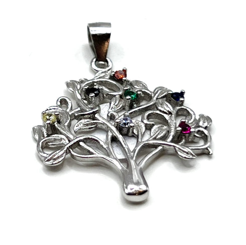 Sterling Silver Colored Tree of Life Pendant